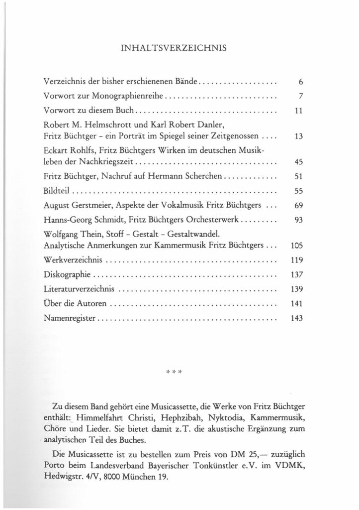 Inhaltsverzeichnis - Fritz Büchtger