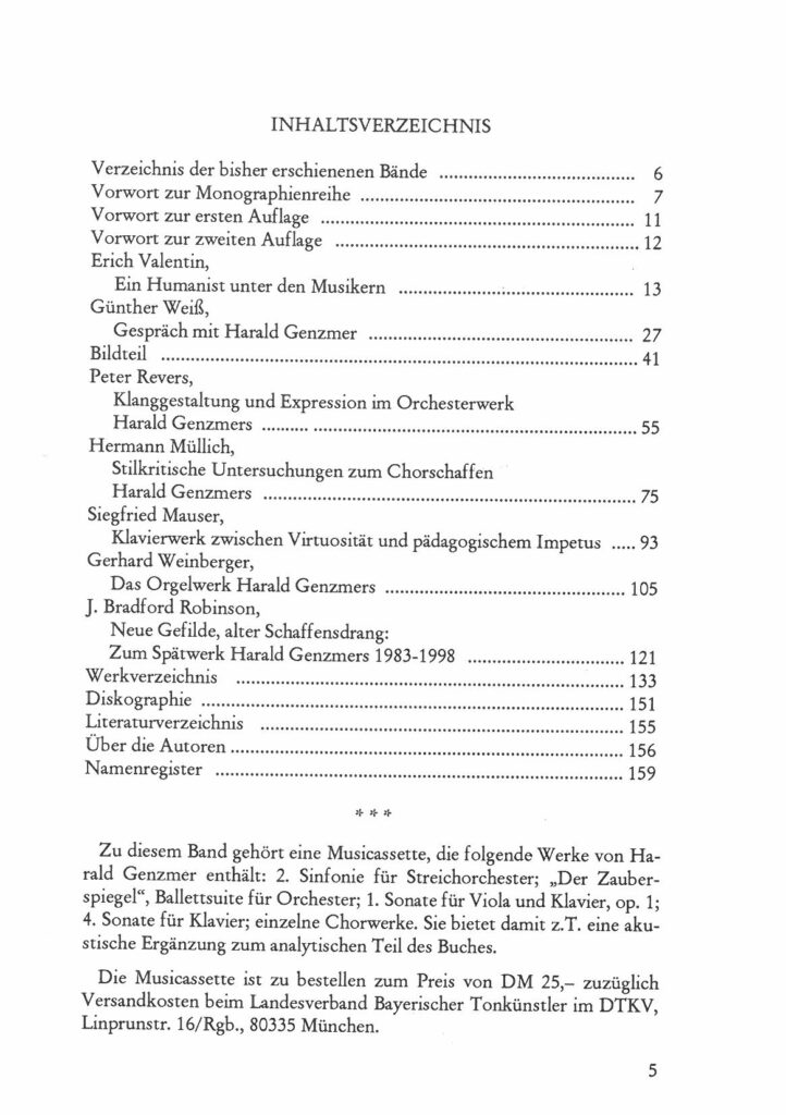 Inhaltsverzeichnis - Harald Genzmer