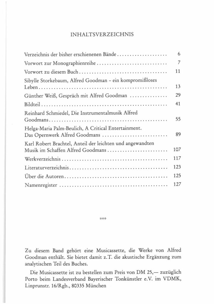 Inhaltsverzeichnis - Alfred Goodman