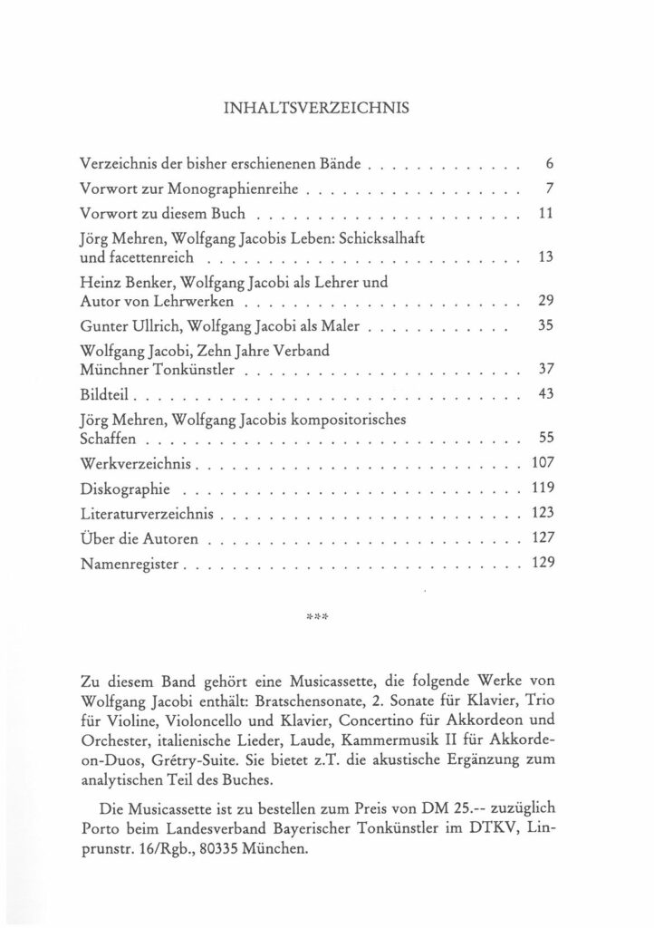 Inhaltsverzeichnis - Wolfgang Jacobi