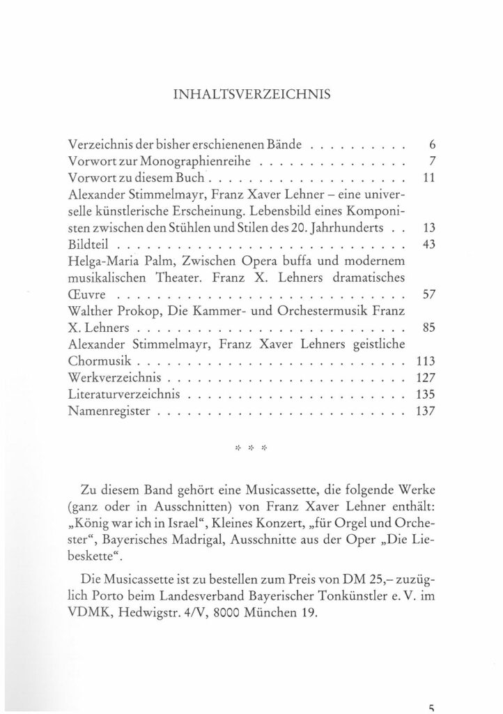 Inhaltsverzeichnis - Franz X. Lehner