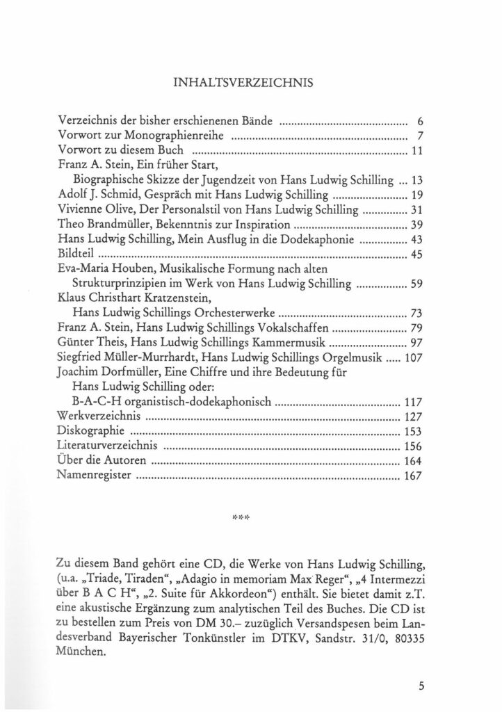 Inhaltsverzeichnis - Hans Ludwig Schilling