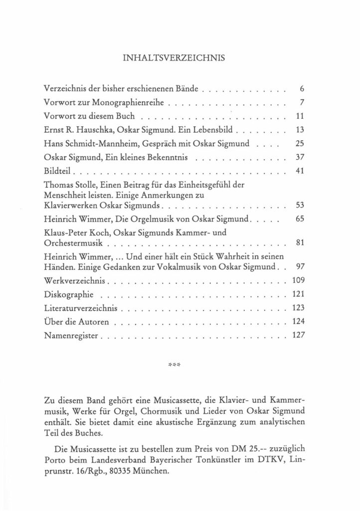 Inhaltsverzeichnis - Oskar Sigmund