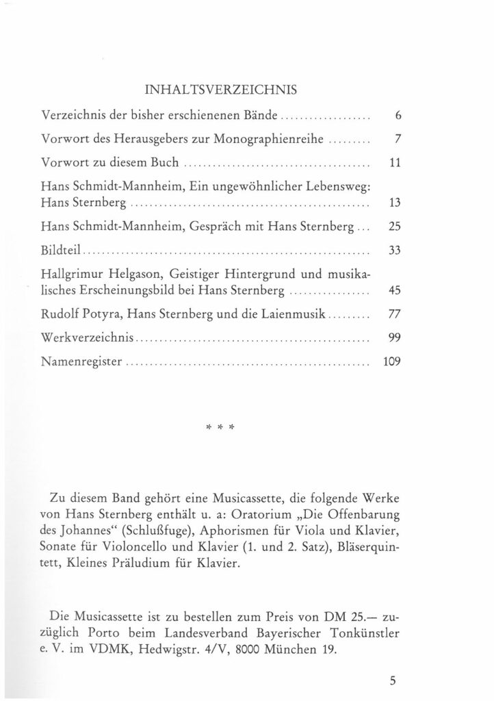 Inhaltsverzeichnis - Hans Sternberg