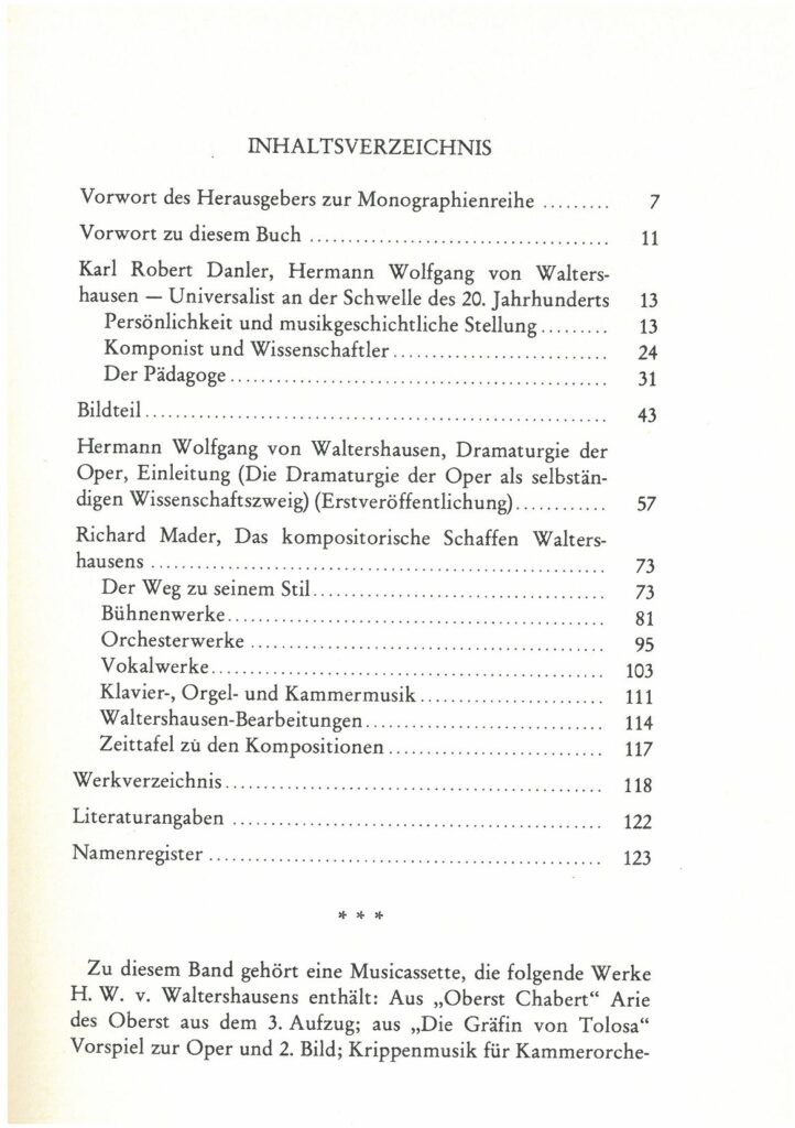 Inhaltsverzeichnis - Hermann W. von Waltershausen