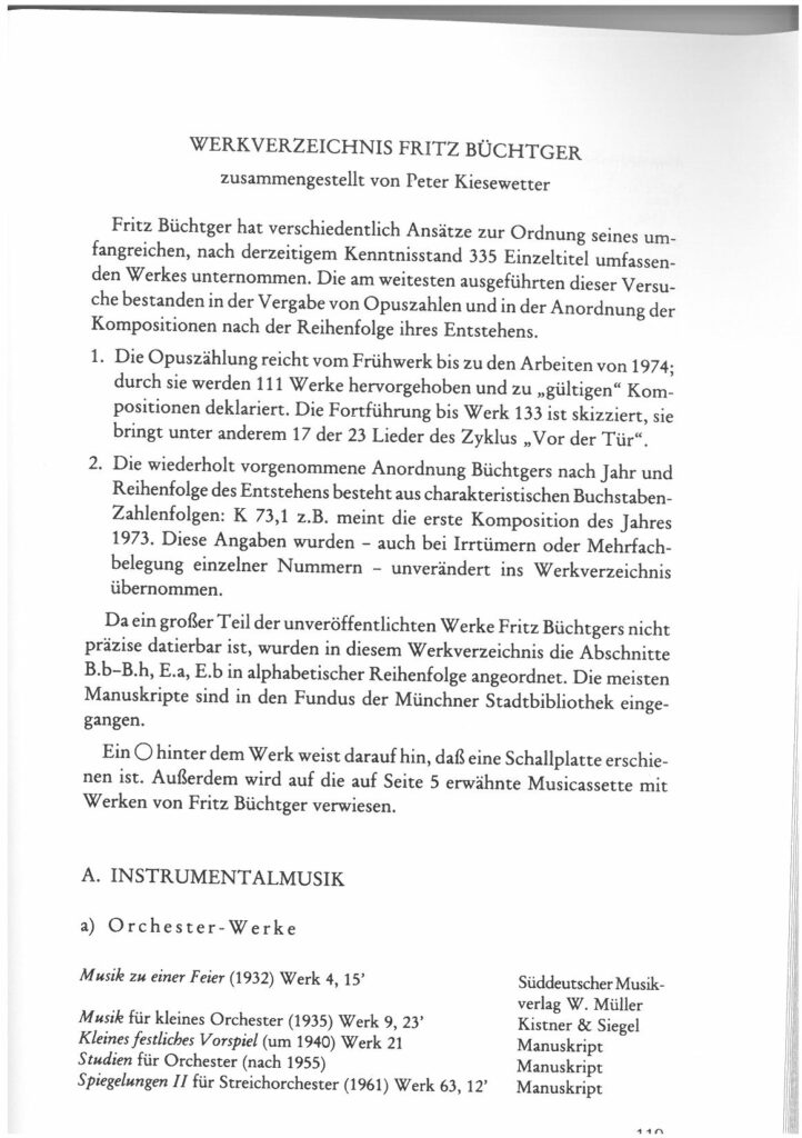 Werkverzeichnis - Fritz Büchtger