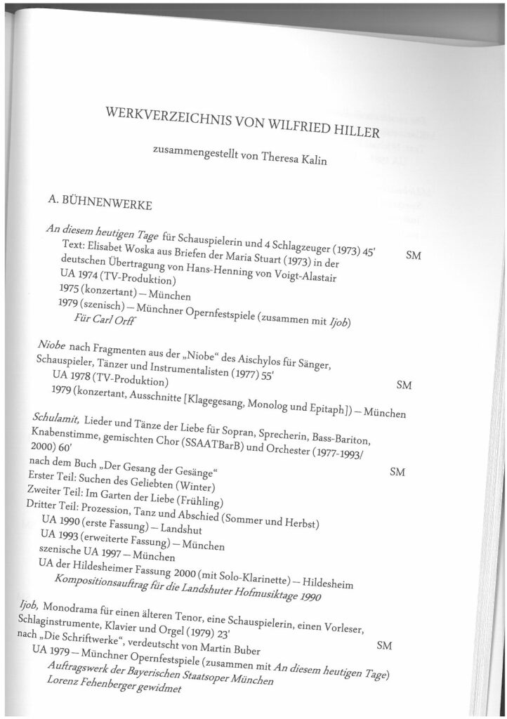 Werkverzeichnis - Wilfried Hiller