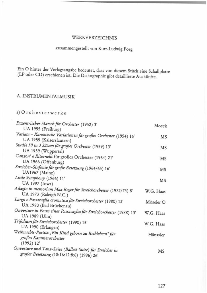 Werkverzeichnis - Hans Ludwig Schilling