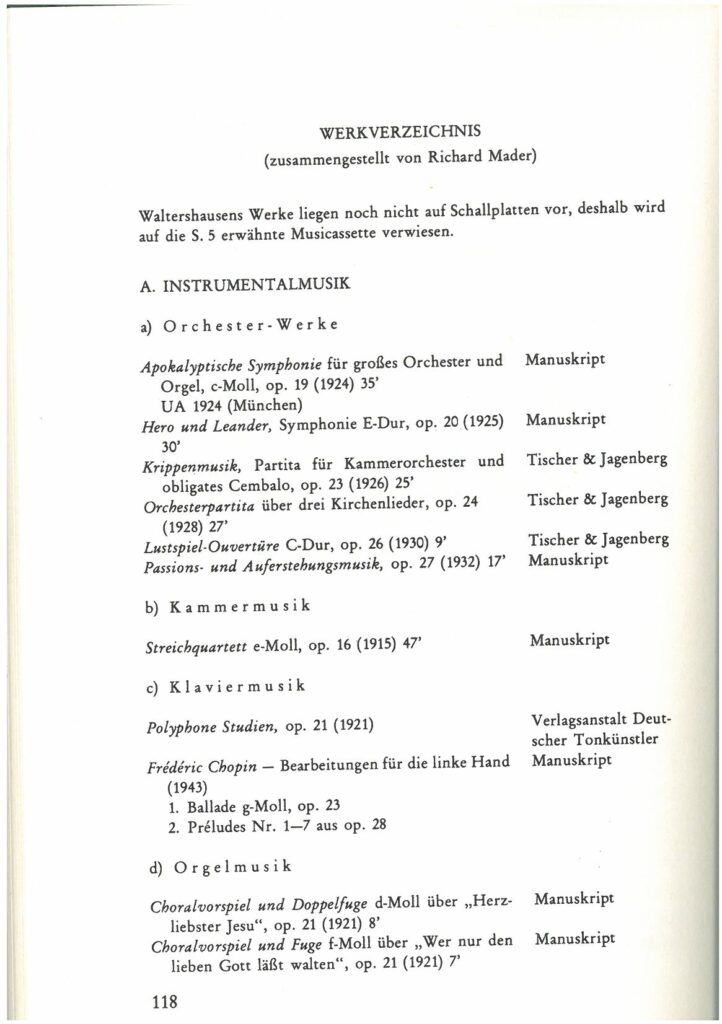 Werkverzeichnis - Hermann W. von Waltershausen